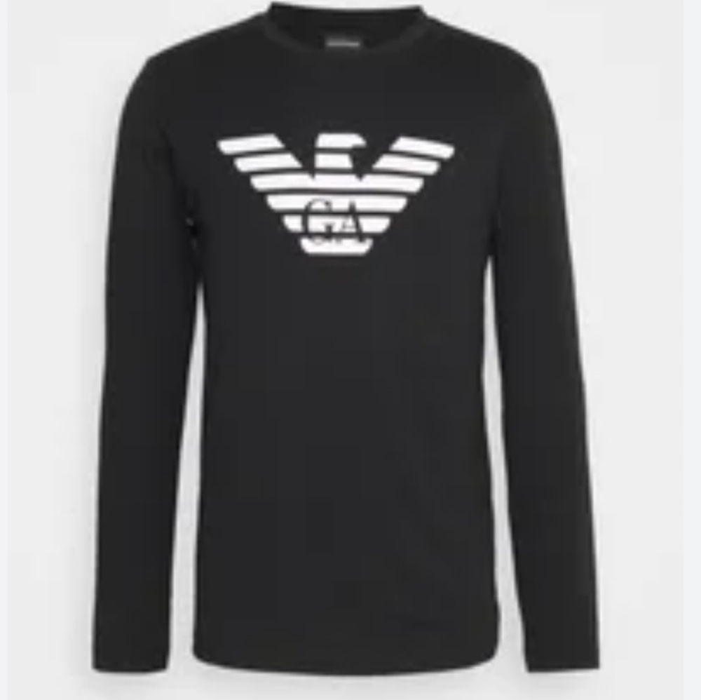 Giorgio Armani Long Sleeve Crewneck Tee Black + White Large L